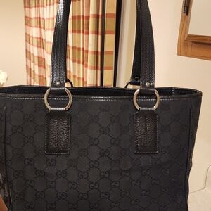 Gucci Black Monogram Canvas Tote
